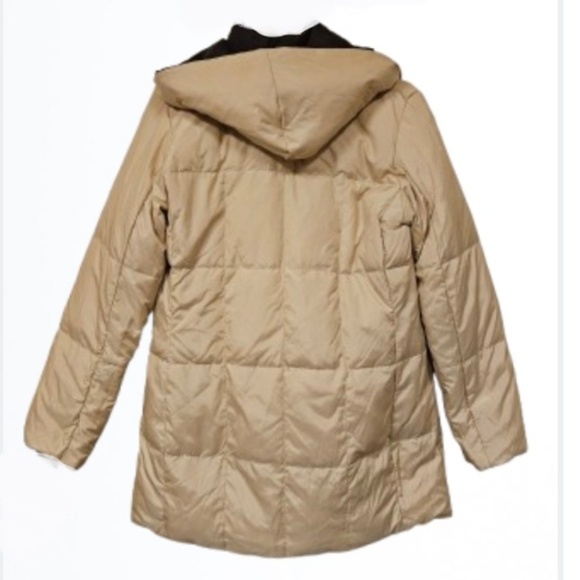 Zara Brown white reversible hooded quilted puffer jacket winter cozy size L - Picture 6 of 14